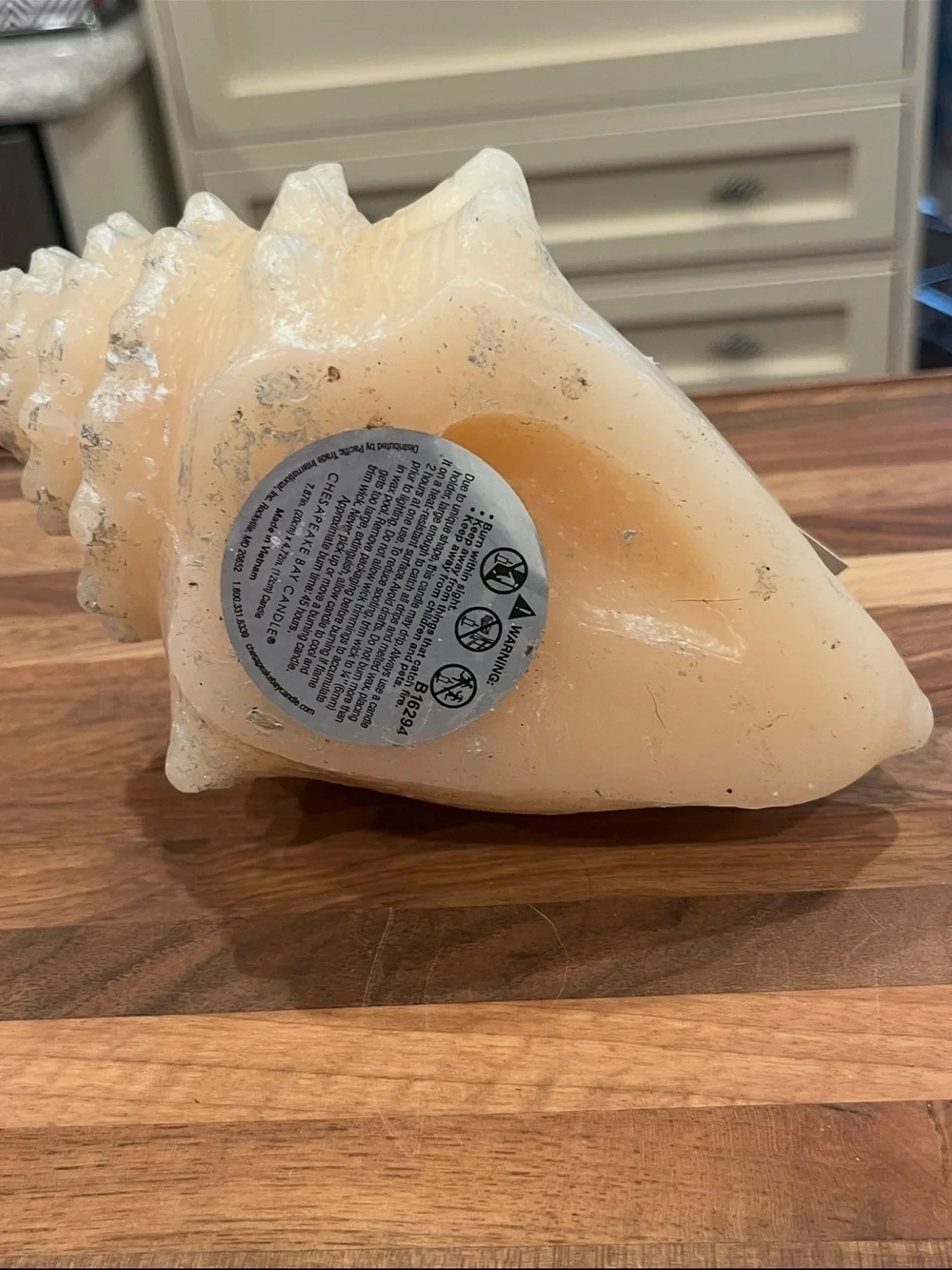 Classic Chesapeake Bay Candle co large Cream and silver Conch Shell candle. NEW!